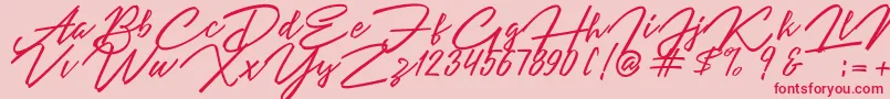 Angelina Script Font – Red Fonts on Pink Background