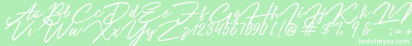Angelina Script Font – White Fonts on Green Background