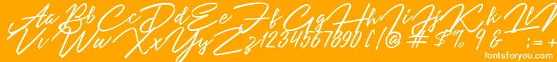 Angelina Script Font – White Fonts on Orange Background