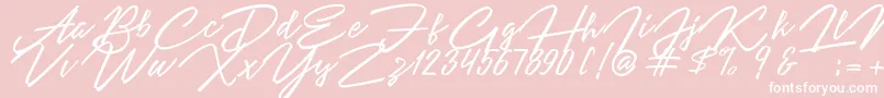 Angelina Script Font – White Fonts on Pink Background