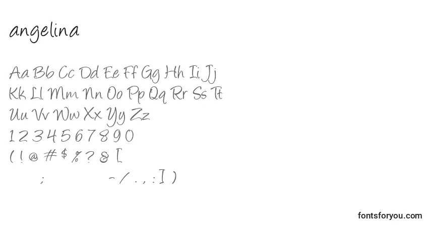 Шрифт Angelina (119618) – алфавит, цифры, специальные символы