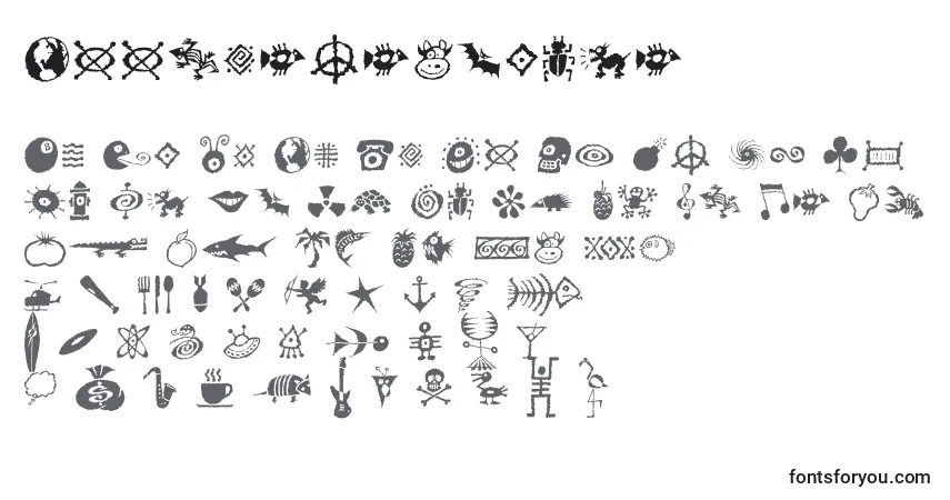A fonte Dffreshsymbols – alfabeto, números, caracteres especiais