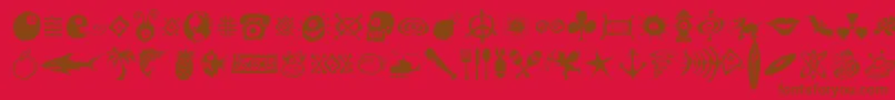 Dffreshsymbols-fontti – ruskeat fontit punaisella taustalla