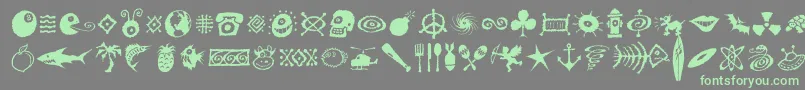 Dffreshsymbols-fontti – vihreät fontit harmaalla taustalla