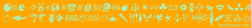 Fonte Dffreshsymbols – fontes verdes em um fundo laranja