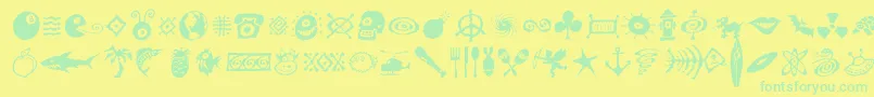 フォントDffreshsymbols – 黄色い背景に緑の文字