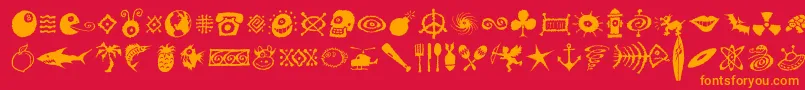 Dffreshsymbols Font – Orange Fonts on Red Background
