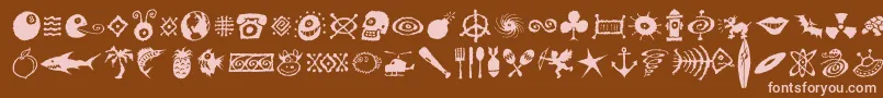 Dffreshsymbols-Schriftart – Rosa Schriften auf braunem Hintergrund