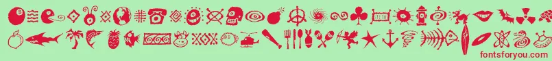 Dffreshsymbols Font – Red Fonts on Green Background