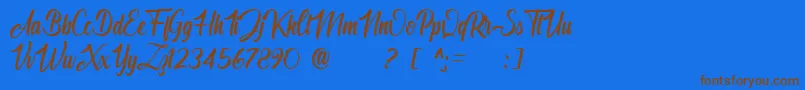 Angelinatta personal use only-Schriftart – Braune Schriften auf blauem Hintergrund