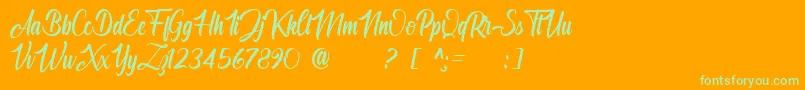 Angelinatta personal use only-Schriftart – Grüne Schriften auf orangefarbenem Hintergrund
