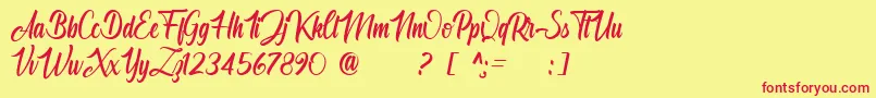 Czcionka Angelinatta personal use only – czerwone czcionki na żółtym tle