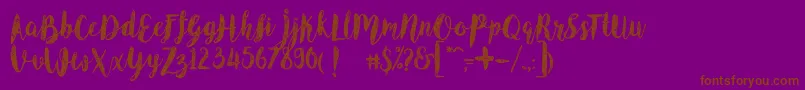 Angeline Vintage Demo-Schriftart – Braune Schriften auf violettem Hintergrund