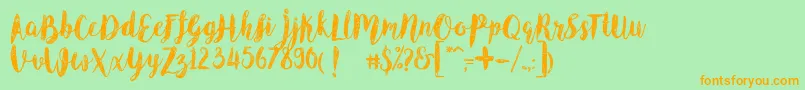 Angeline Vintage Demo Font – Orange Fonts on Green Background