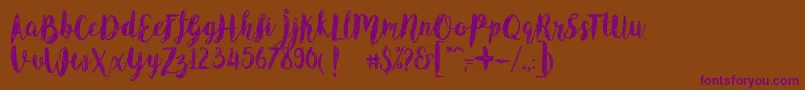 Angeline Vintage Demo-Schriftart – Violette Schriften auf braunem Hintergrund