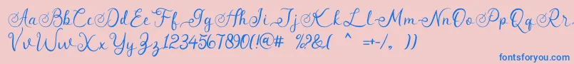 angeline Font – Blue Fonts on Pink Background
