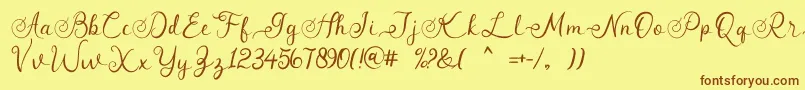 angeline Font – Brown Fonts on Yellow Background