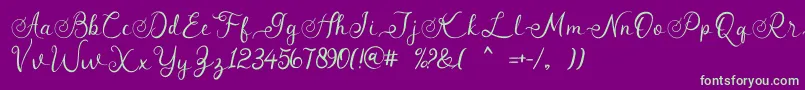 angeline Font – Green Fonts on Purple Background