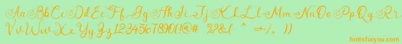 angeline Font – Orange Fonts on Green Background