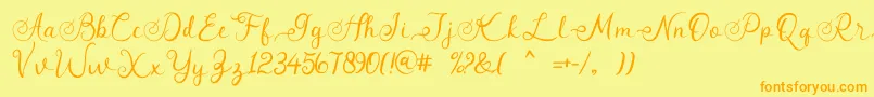 angeline Font – Orange Fonts on Yellow Background