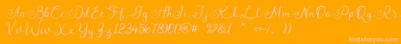 angeline Font – Pink Fonts on Orange Background