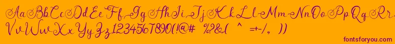 angeline Font – Purple Fonts on Orange Background