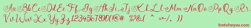 angeline Font – Red Fonts on Green Background