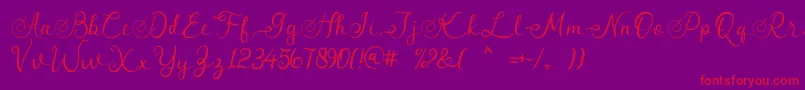 angeline Font – Red Fonts on Purple Background