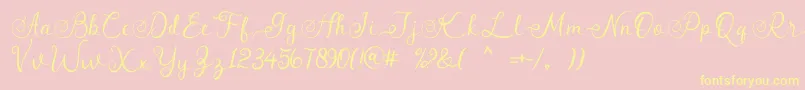 angeline Font – Yellow Fonts on Pink Background