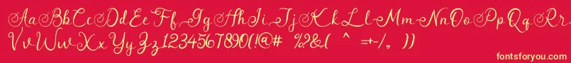 angeline Font – Yellow Fonts on Red Background
