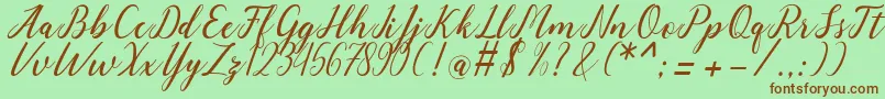 angeline-fontti – ruskeat fontit vihreällä taustalla