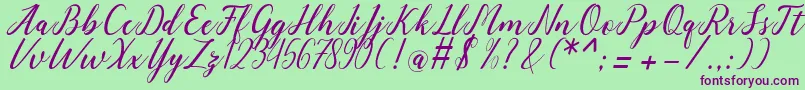 angeline Font – Purple Fonts on Green Background