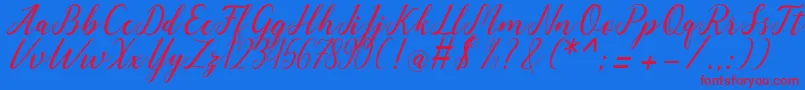 angeline Font – Red Fonts on Blue Background
