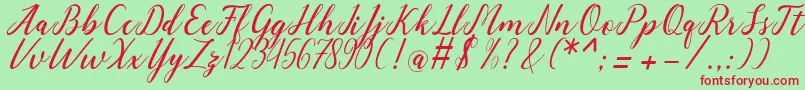 angeline Font – Red Fonts on Green Background