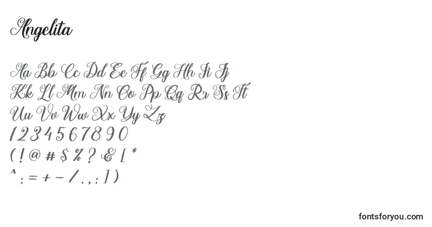 Schriftart Angelita – Alphabet, Zahlen, spezielle Symbole