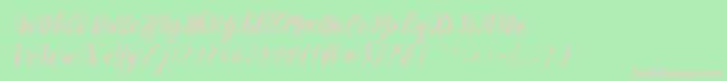 Fonte Angellie Script – fontes rosa em um fundo verde