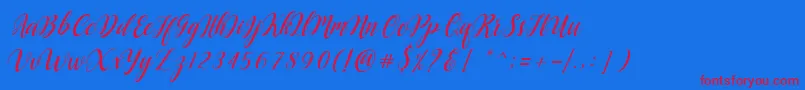 フォントAngellie Script – 赤い文字の青い背景