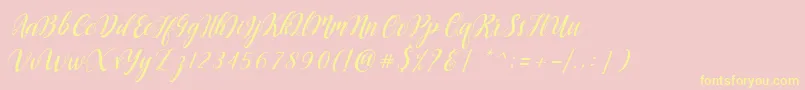 Angellie Scriptフォントについての詳細 フォントAngellie Script – 黄色のフォント、ピンクの背景