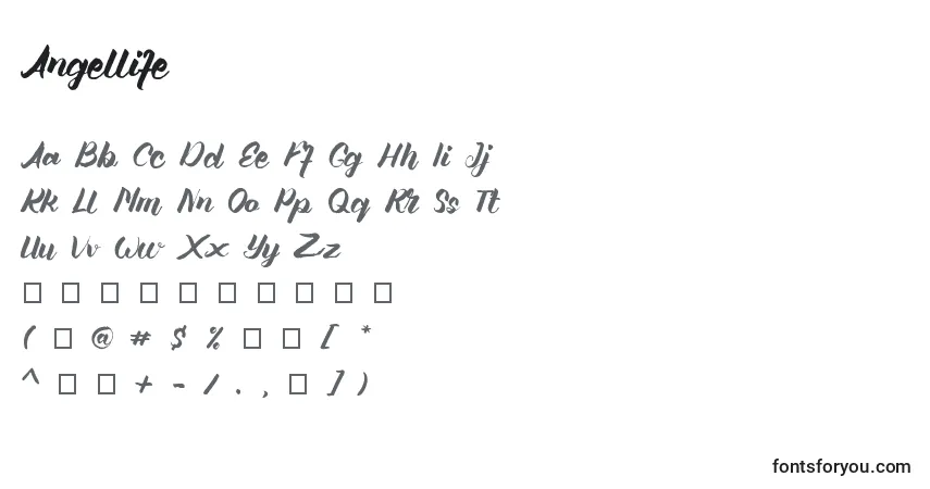 Schriftart Angellife – Alphabet, Zahlen, spezielle Symbole