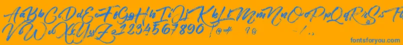 Angelow Font – Blue Fonts on Orange Background
