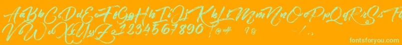 Angelow Font – Green Fonts on Orange Background