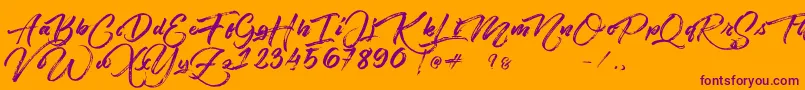 Angelow Font – Purple Fonts on Orange Background