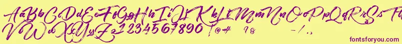 Angelow Font – Purple Fonts on Yellow Background