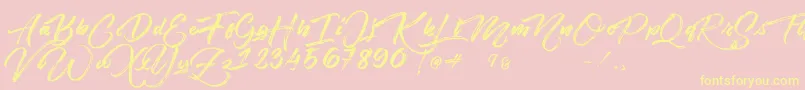 フォントAngelow – 黄色のフォント、ピンクの背景