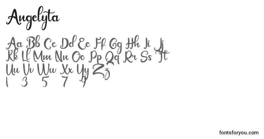 Schriftart Angelyta – Alphabet, Zahlen, spezielle Symbole