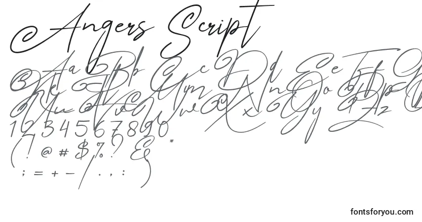 Schriftart Angers Script – Alphabet, Zahlen, spezielle Symbole