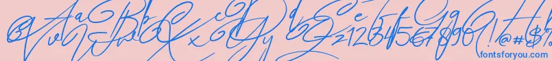 Angers Script-Schriftart – Blaue Schriften auf rosa Hintergrund