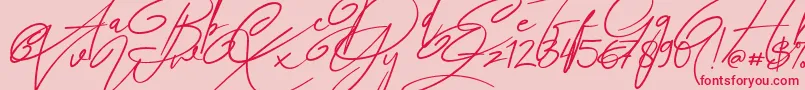 Angers Script Font – Red Fonts on Pink Background