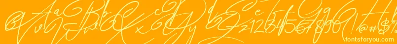 Angers Script Font – Yellow Fonts on Orange Background