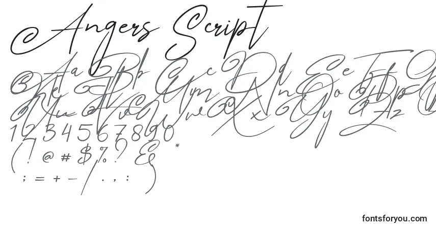 Angers Script (119636)-fontti – aakkoset, numerot, erikoismerkit